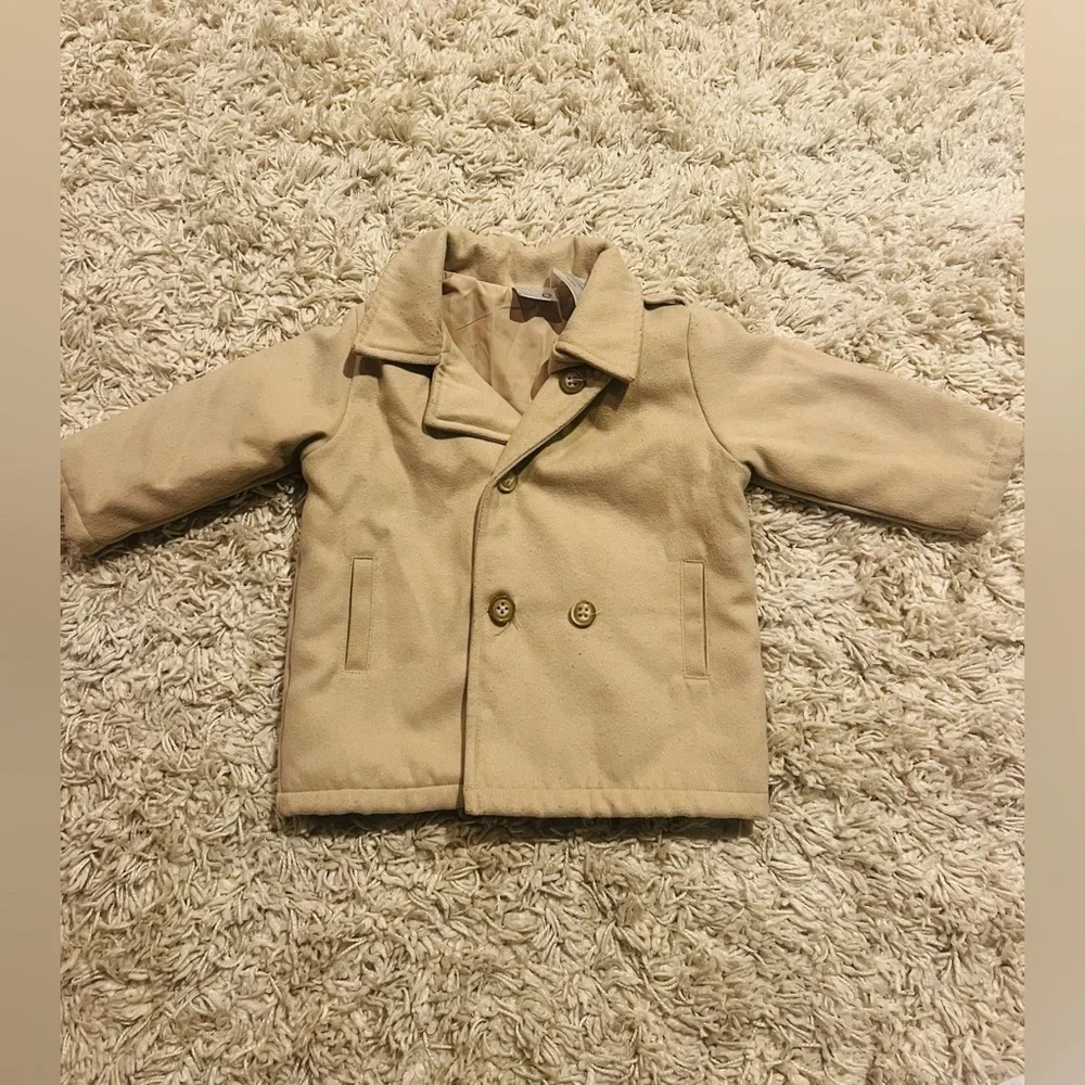 FAO partially wool 12 mos tan winter coat in good condition!